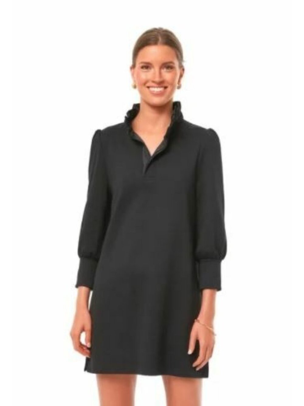 Pomander Place Tuckernuck Black Charlotte Terry Shirt Dress Ruffle Collar XXXL